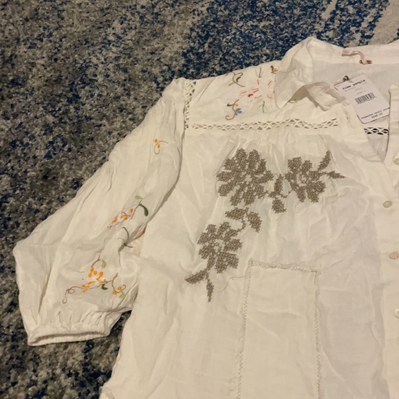 Free People Louisa Patchwork Mini Dress in Ivory S - Picture 5 of 9